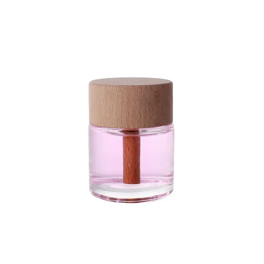 Bottiglie per Diffusore da 50ml con Tappo in Legno, Vasetti in Vetro Ricaricabili Fai-da-Te per Fragranze, Bottiglia Vuota per Aromaterapia Auto