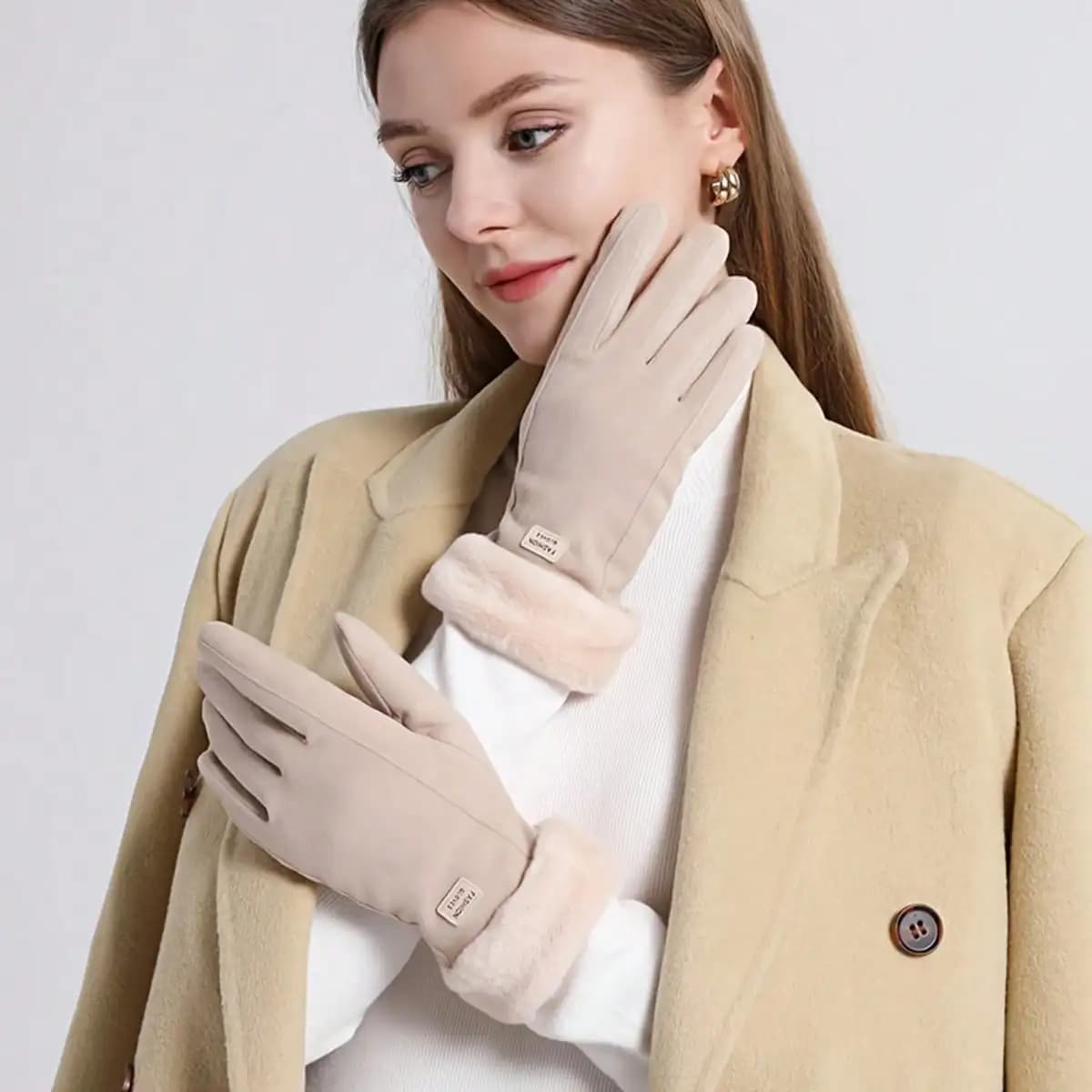 1 pair of touch screen cycling gloves for women, for autumn and winter, hot touch screen, windproof and cold resistant