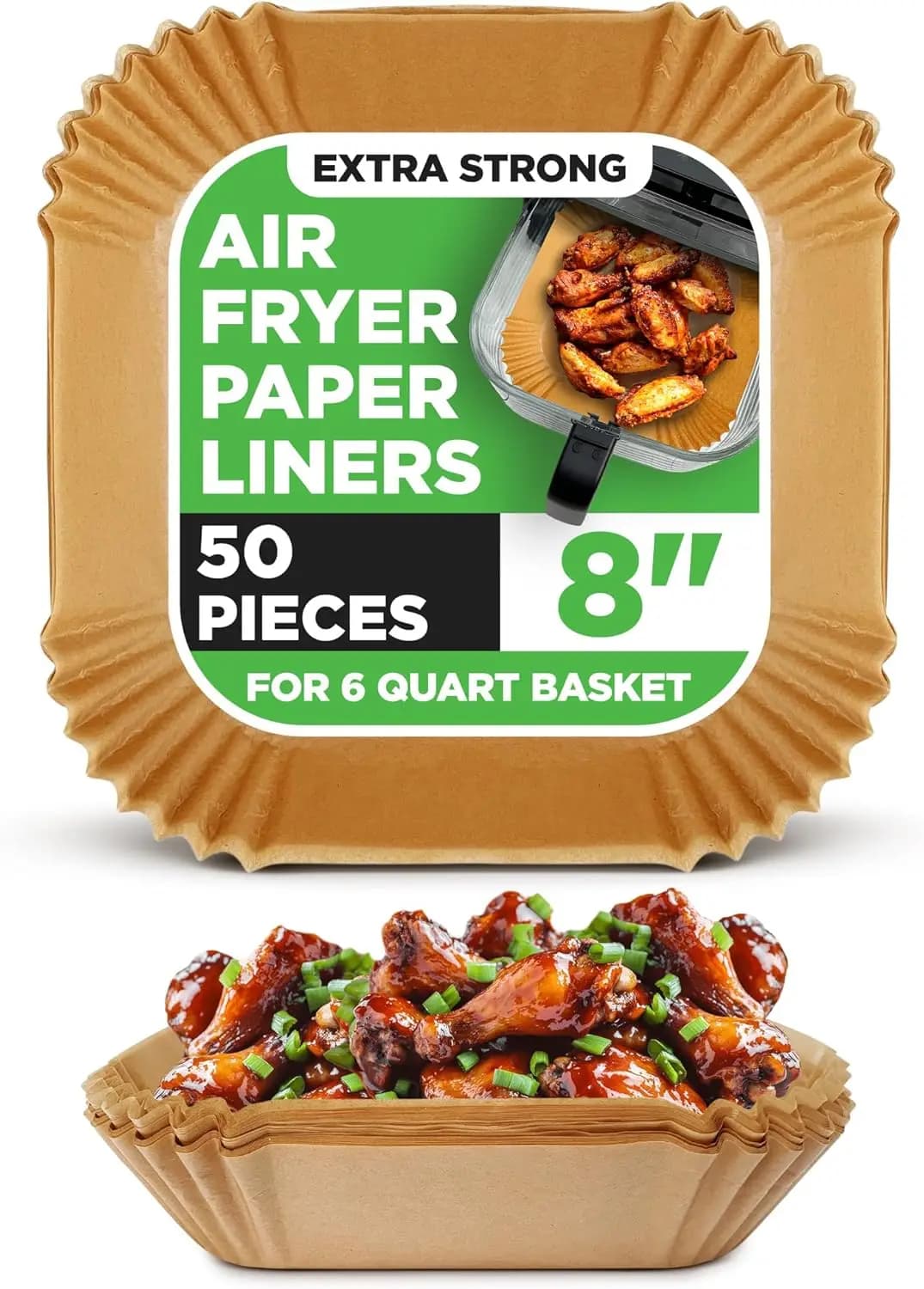 Pack of 50 Square Covers for Air Fryer, Anti-adhesive and Waterproof 5.8 QT Pens, Supplies, Grills