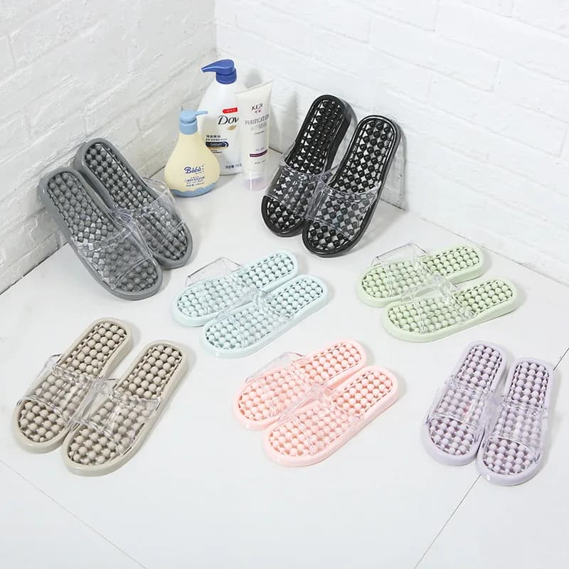 Pantofole da casa in plastica cristallina da donna, massaggianti per agopunti, antiscivolo, traforate, ad asciugatura rapida, per coppia