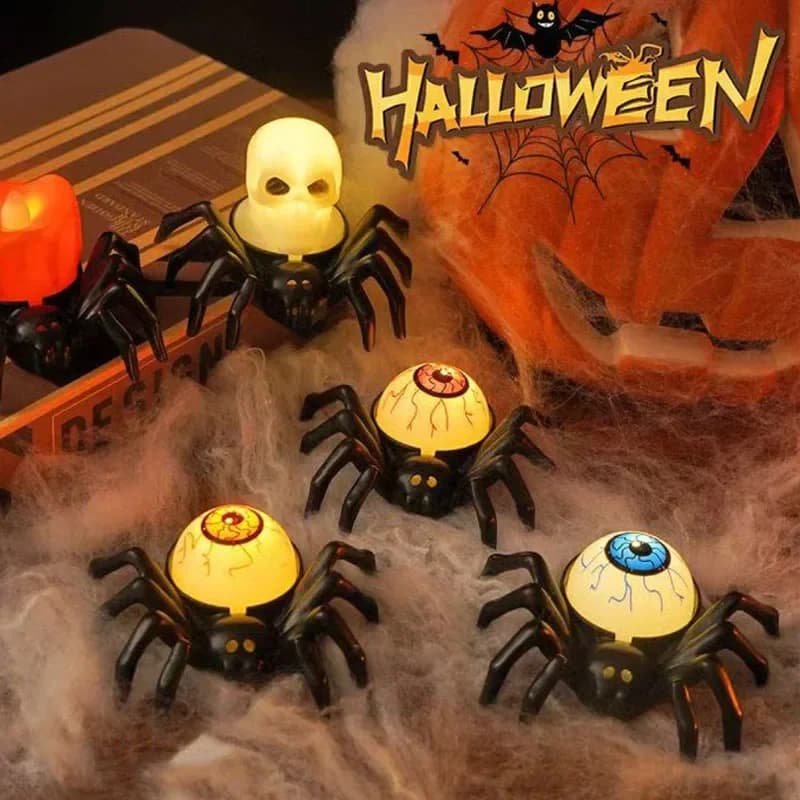 1-12PCS Halloween Spider Eyeball Candle Light Ambient Decor Light for Party Ambience Decoration Supplies Holiday Use
