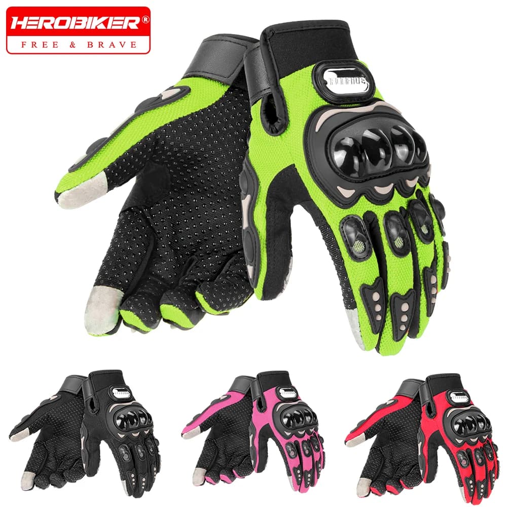 New Men Motorcycle Gloves Hard Knuckle Touch Screen Women Motorbike Breathable Full Finger Motocross Gloves Moto Accessories