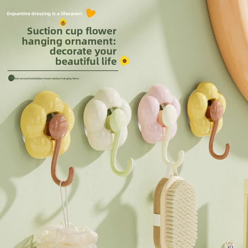 Gancio a ventosa a forma di girasole, senza foratura, senza lasciare tracce, per cucina, soggiorno, bagno