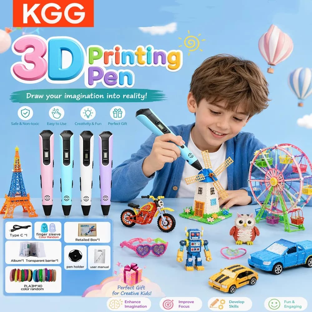 3D Printing Drawing Pen PLA Filament with LCD Display 0.7mm Nozzle 1.75mm Kids DIY Educational Craft Christmas Birthday Gift