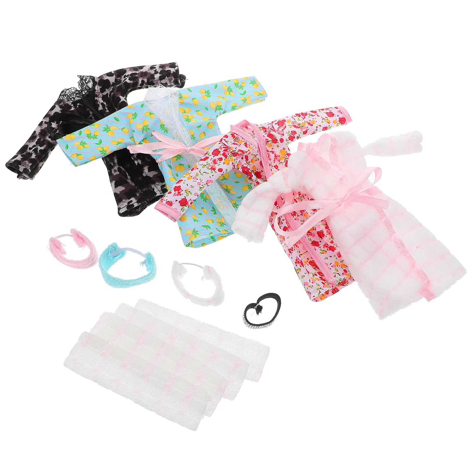 4 set di mini pigiami morbidi, accappatoi, fasce per capelli, asciugamani e accessori per ragazze, set per travestimenti e giochi, set accappatoio