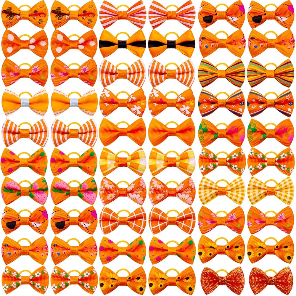 50/100pcs Arancione Pet Dog Archi Dei Capelli per il Piccolo Cane Accessori Per Capelli per L'autunno/Autunno Cani, Attrezzi Tolettatura Prodotti per animali domestici