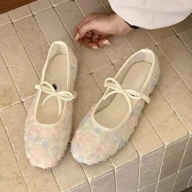 Nuove Scarpe Mary Jane in Rete Rosa Cinese Delicate, Collezione Primavera-Estate 2026, con Fiocco e Suola Morbida