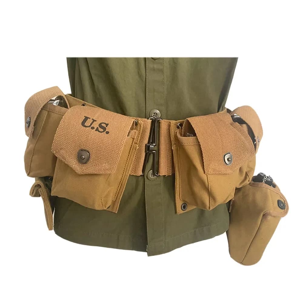 WW2 US Pacchetto combinato di attrezzature a sei collegamenti Bollitore Kit di pronto soccorso Borsa per attrezzature combinate