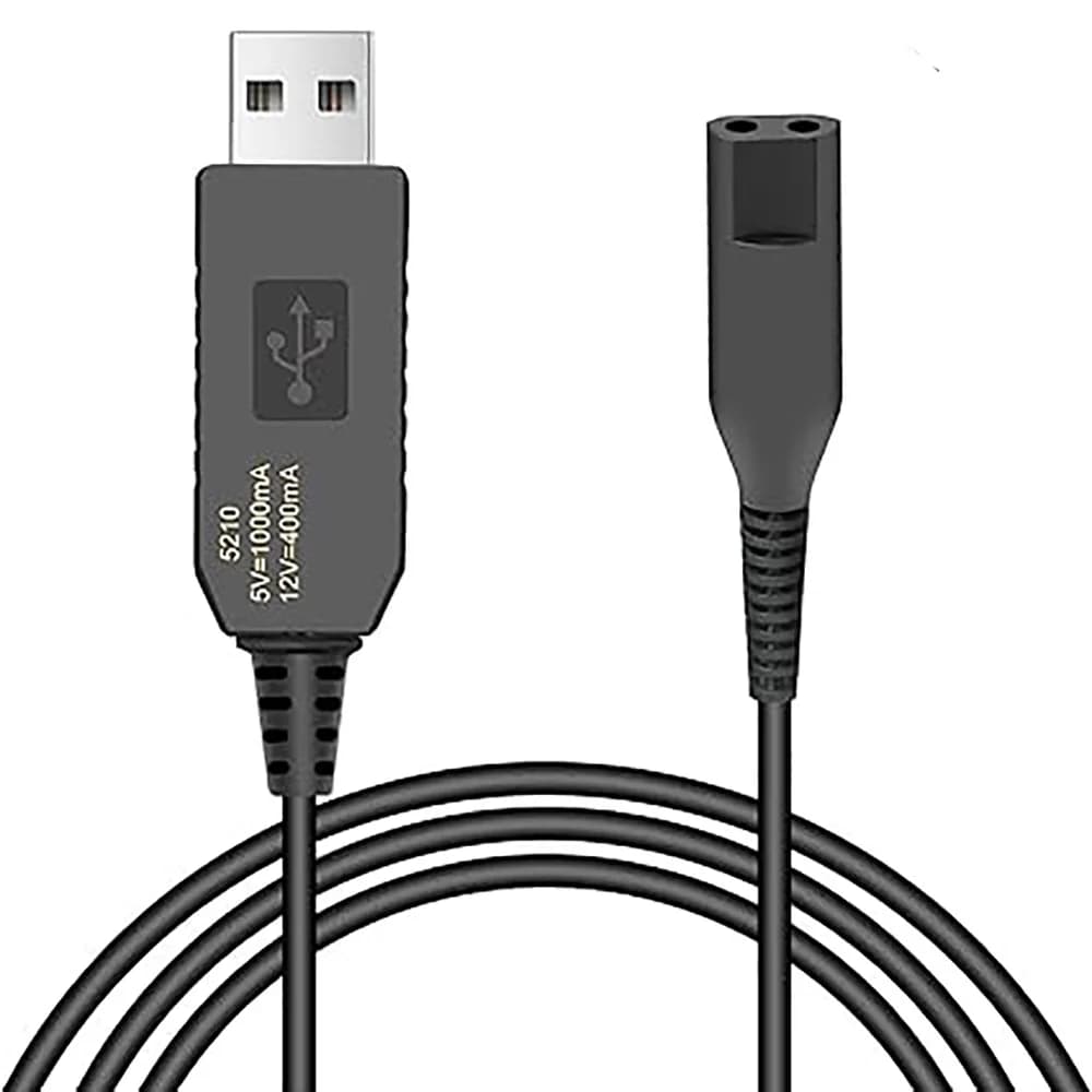 Caricabatterie rapido USB 12V per rasoio Braun, cavo adattatore di ricarica sostitutivo per Braun serie 9/7/5/3, per viaggi a casa e in tutto il mondo.