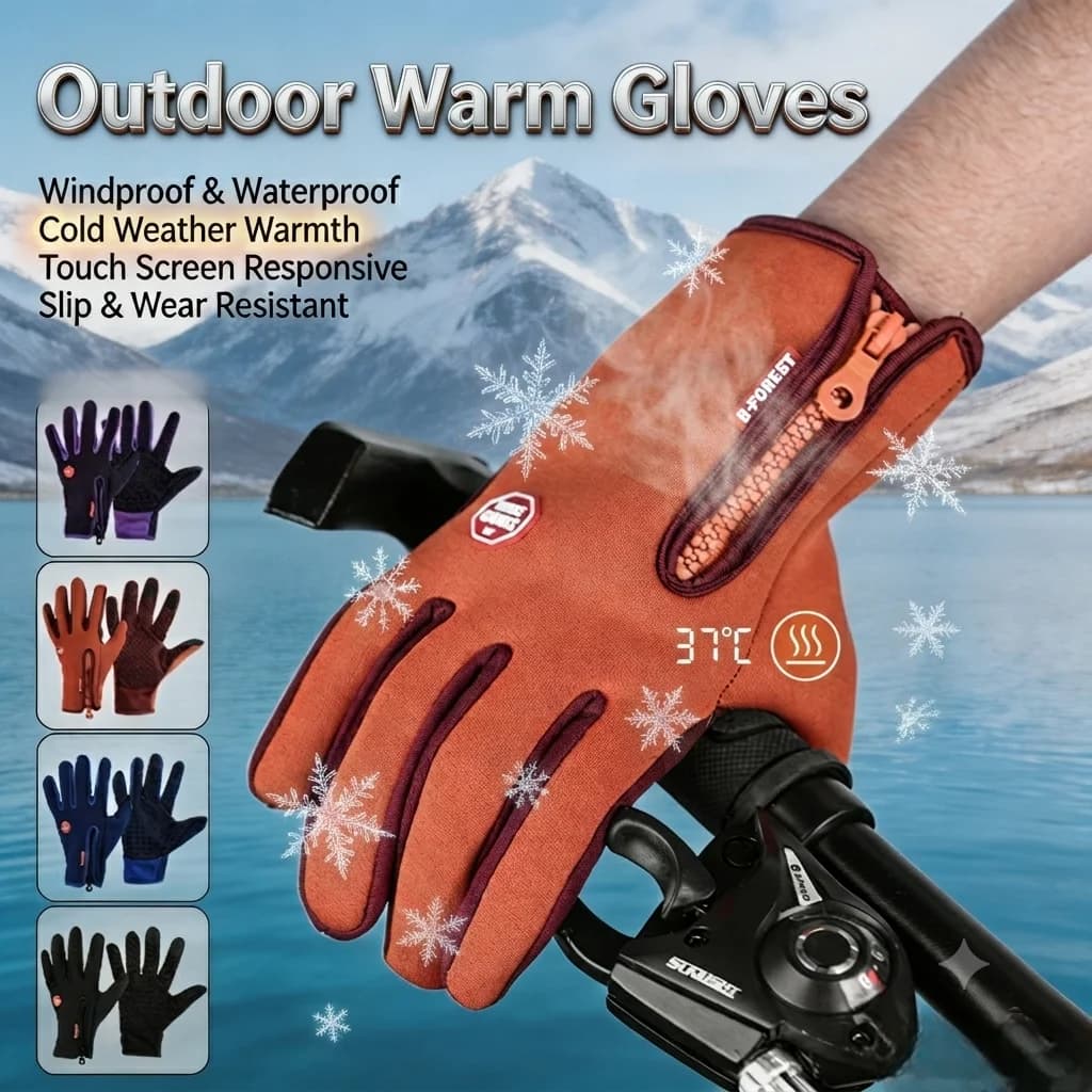 Winter Cycling Gloves Bike Fleece Lined Touch Screen Gloves Anti-Slip Windproof Riding Gloves for Road Bike Motorcycle Outdoor