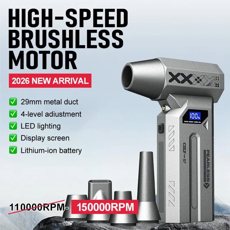 150000RPM Portable Air Blower Brushless Turbo Fan Air Blower Rechargeable Cleaning Machine with Nozzle Kit for Car PC