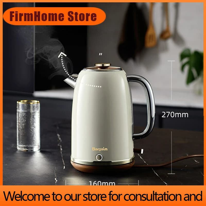 FirmHome Store1800W Power Light Luxury Intelligent Thermal Insulation Kettle Stainless Steel Electric Kettles 1.8L Capacity Port