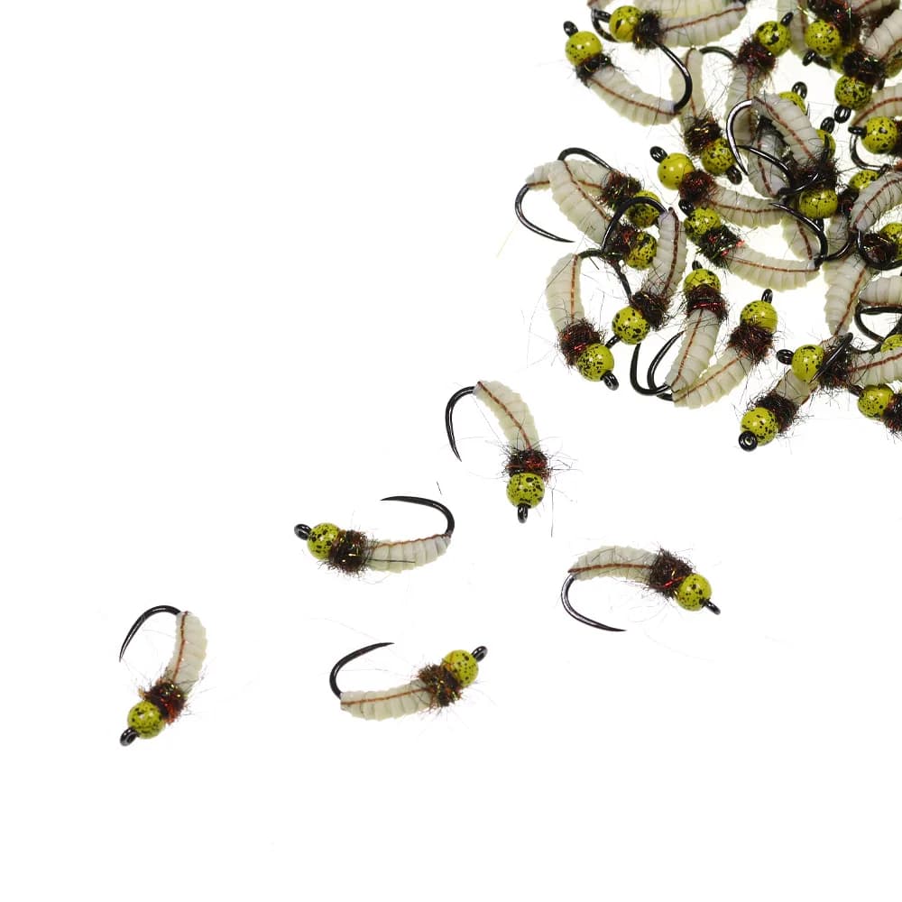 Vtwins 3 pezzi # 10 Luminoso In Ottone Scottolato Beadhead Lattice Scud Bug Verme Ninfa Mosca Affondamento Veloce Bagnato Ninfa Trota Char Esche Da Pesca