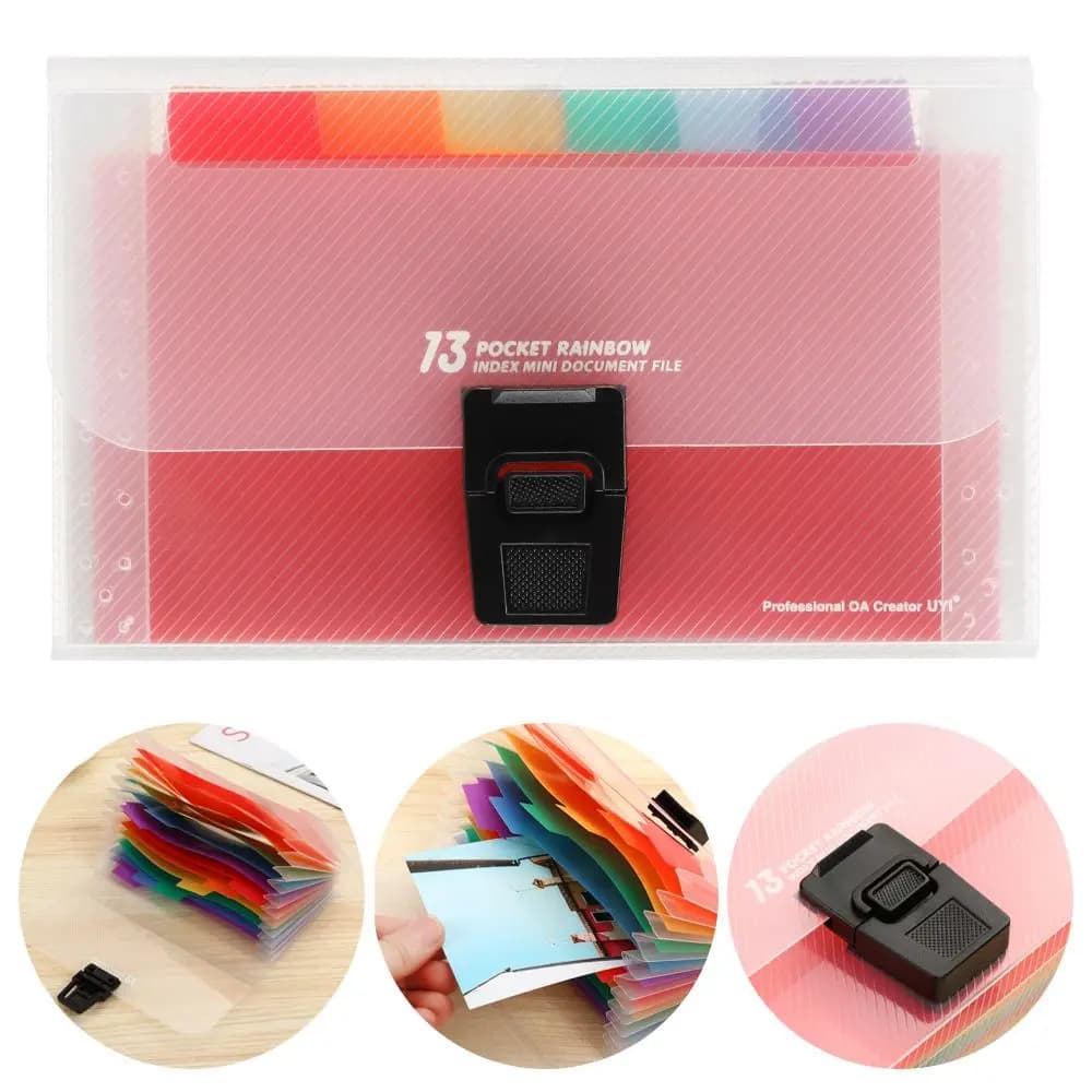 Custodia per File scolastici espandibile 13 tasche borsa per documenti con cartella di File per Organizer di carta per A6 | A4