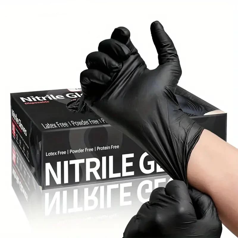 20/50/100PCS Guanti in nitrile nero Guanti da lavoro di sicurezza testurizzati spessi monouso per meccanico Guanti da tatuaggio per la pulizia della cucina automatica