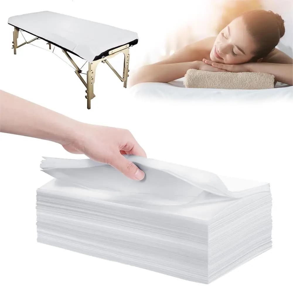 50 Pack White Disposable Bed Sheets for Massage Tables - Breathable Non-Woven Fabric Covers
