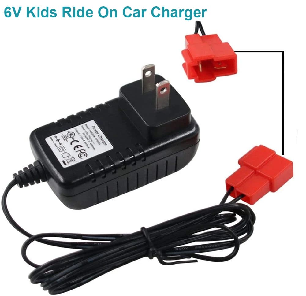 Caricabatterie 6V 1A con spina quadrata per batteria da 6 Volt, per auto elettrica per bambini, Rollplay Trax Frozen White Toddler Wildfire Quad