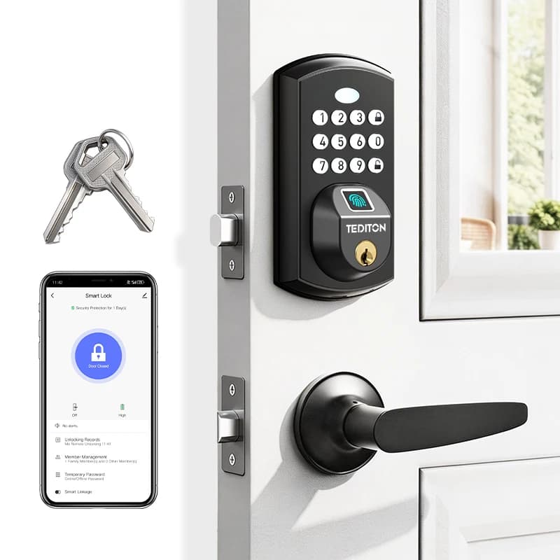 Serratura Intelligente per Porta d'Ingresso con Impronta Digitale Biometrica e Tastierino, Accesso Senza Chiave