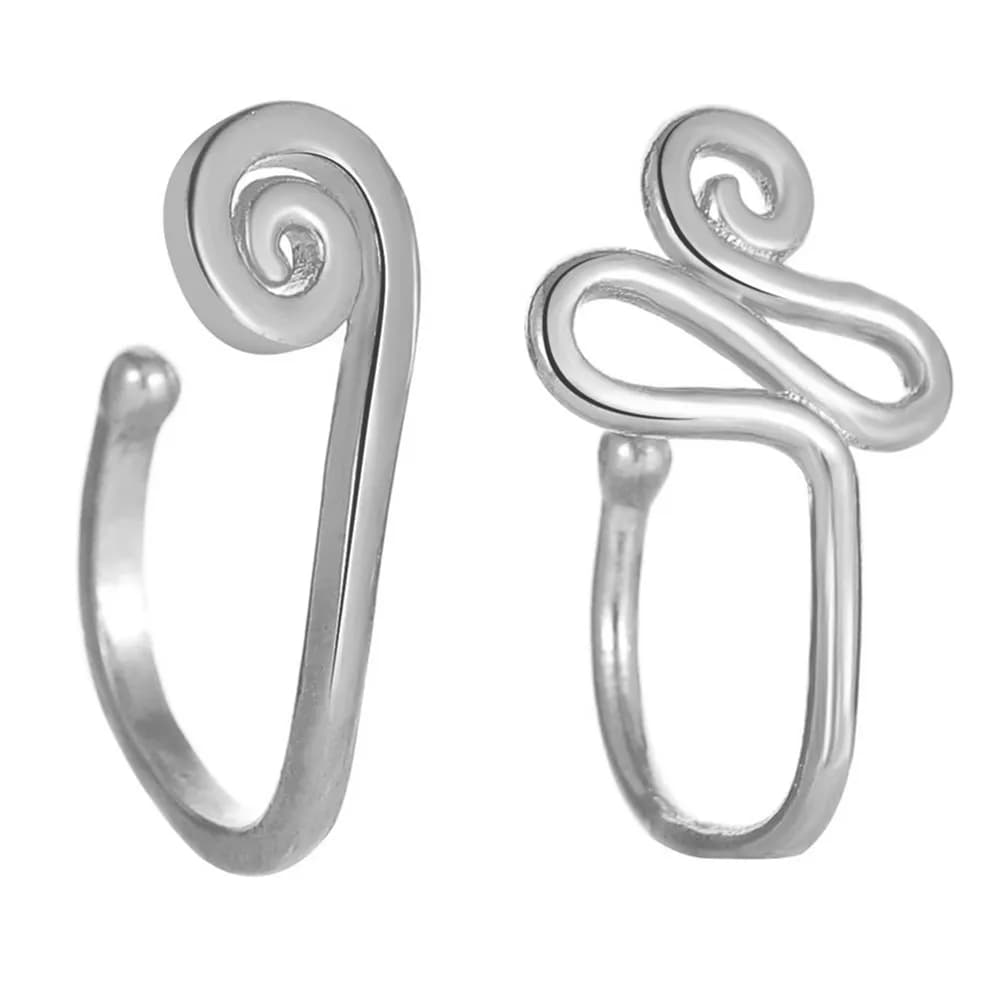2Pcs Metal Nose Piercing Rings -Shape Snail Snake Design Alloy Fake Piercing Nose Ring for Stage Party