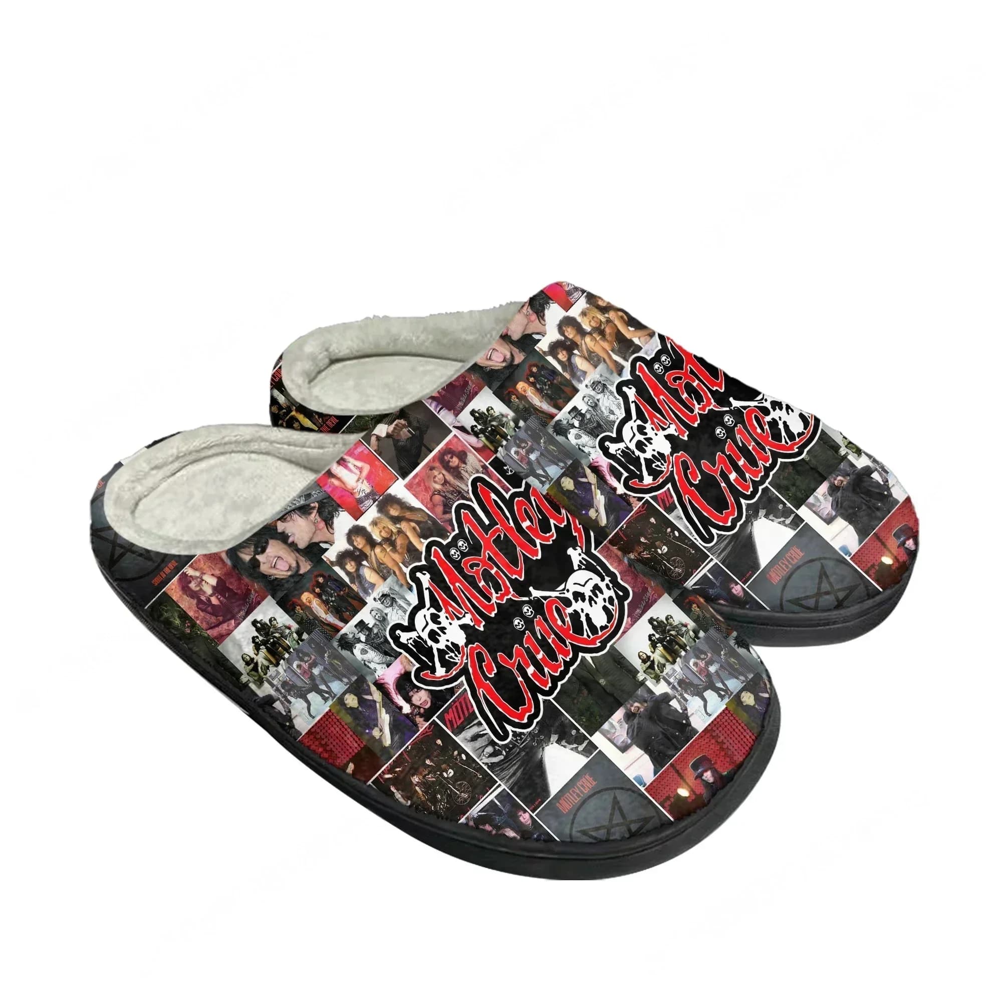 Pantofole in cotone vintage anni '80 Hot Band Metal, da uomo e donna, in peluche, per camera da letto, casual, calde, su misura