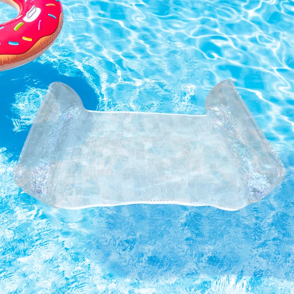Foldable Inflatable Floating Swimming Mattress Portable Floating Row with Sequins Adult Swimming Pool Water Hammock Recliner