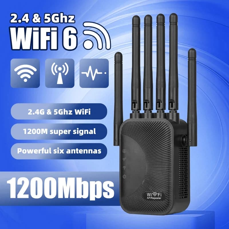 Ripetitore WiFi Dual Band Regaton 1200Mbps, Amplificatore di Segnale Wireless 2.4G+5.8G per Copertura Domestica Interna