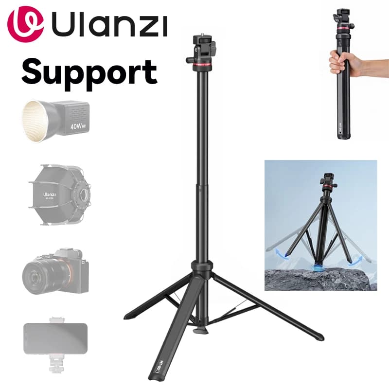 Treppiede per lampada mobile Ulanzi MT-80 2M pieghevole regolabile in altezza leggero per fotocamera DSLR con luce di riempimento COB per telefono Xiaomo Vivo 40W