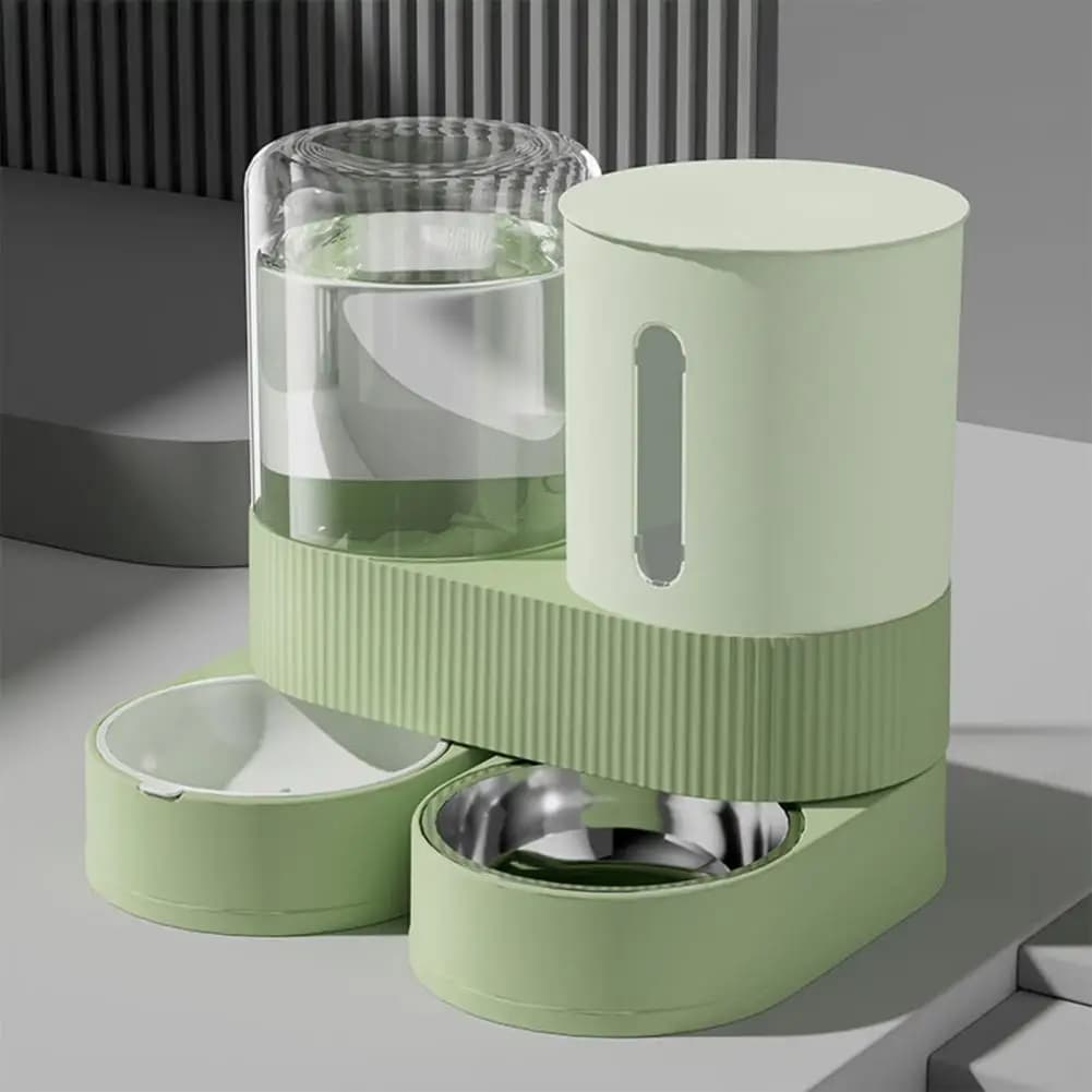 Distributore Automatico di Cibo e Acqua A2 per Gatti e Cani, Set 2-in-1 con Ciotola in Acciaio Inox