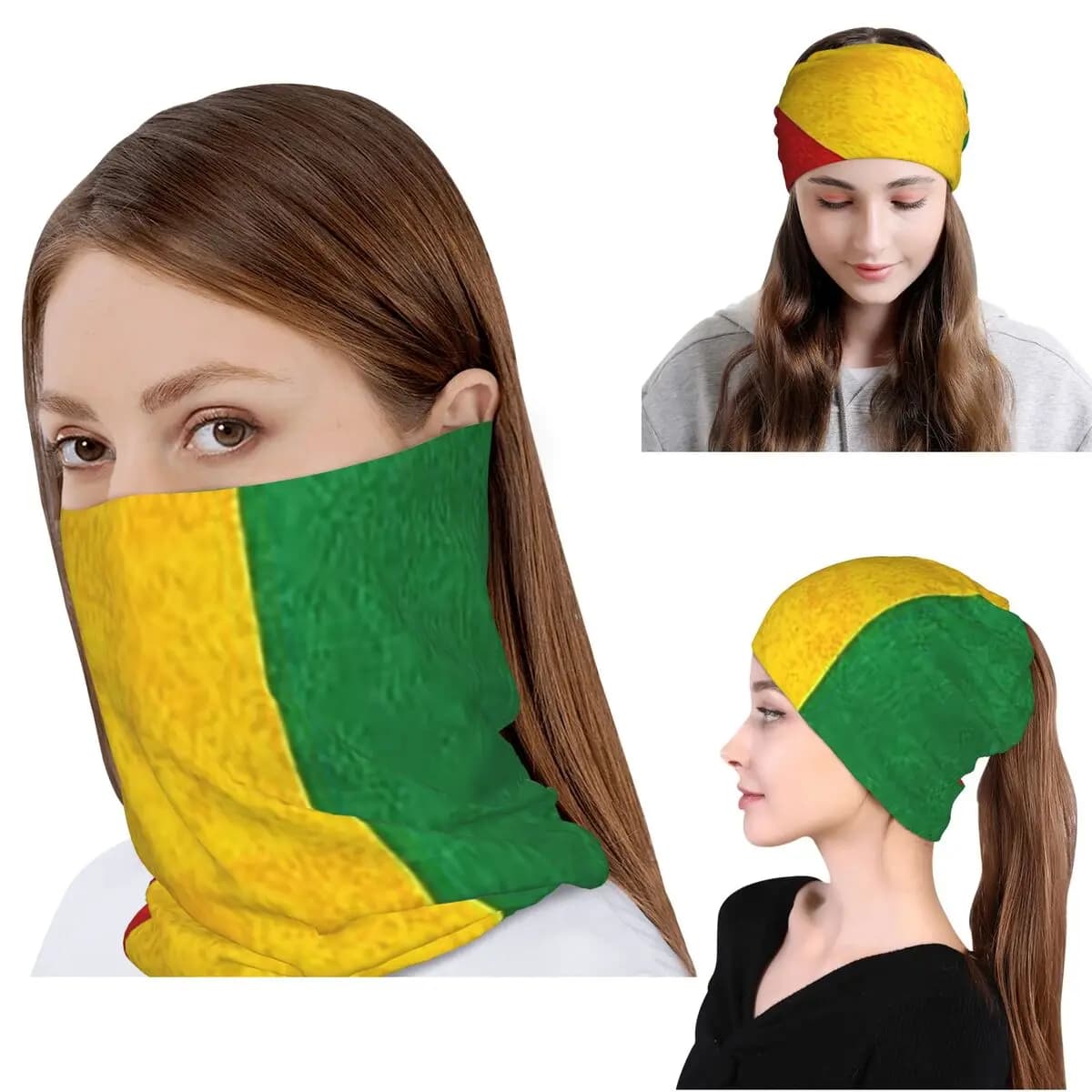 Bandana Reggae Giamaicana con Leone Rasta e Bandiera Giamaicana, Copricollo, Maschera, Sciarpa Multiuso, Balaclava, Berretto Unisex Antivento