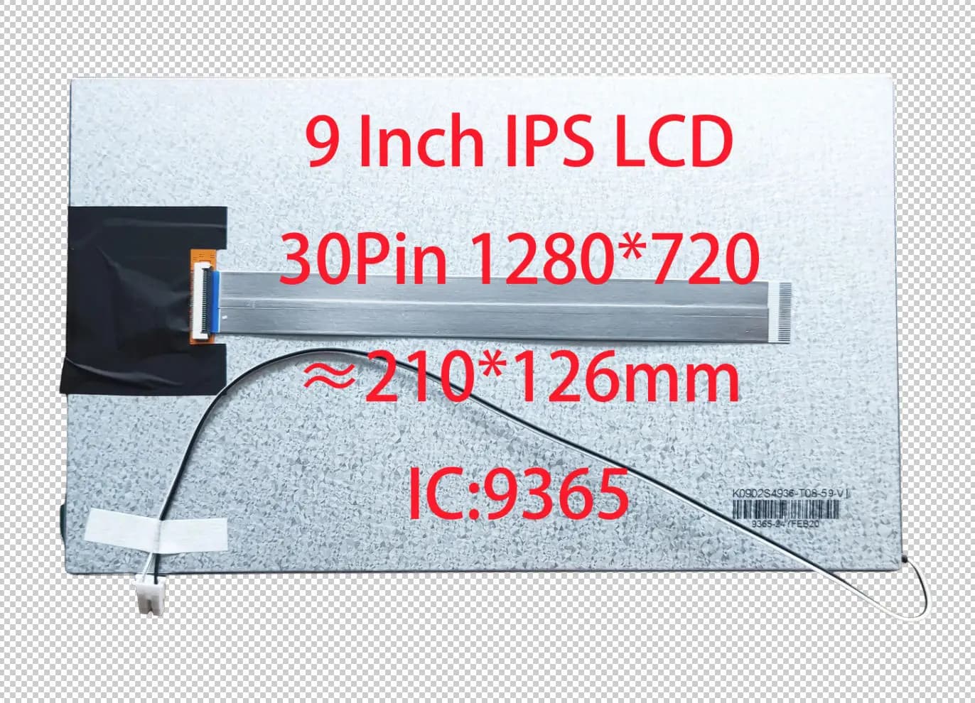 Schermo LCD IPS da 9 Pollici K0902S4936-T08-59 V1 IC-9365 30pin 210*126mm 720*1280 Per Radio