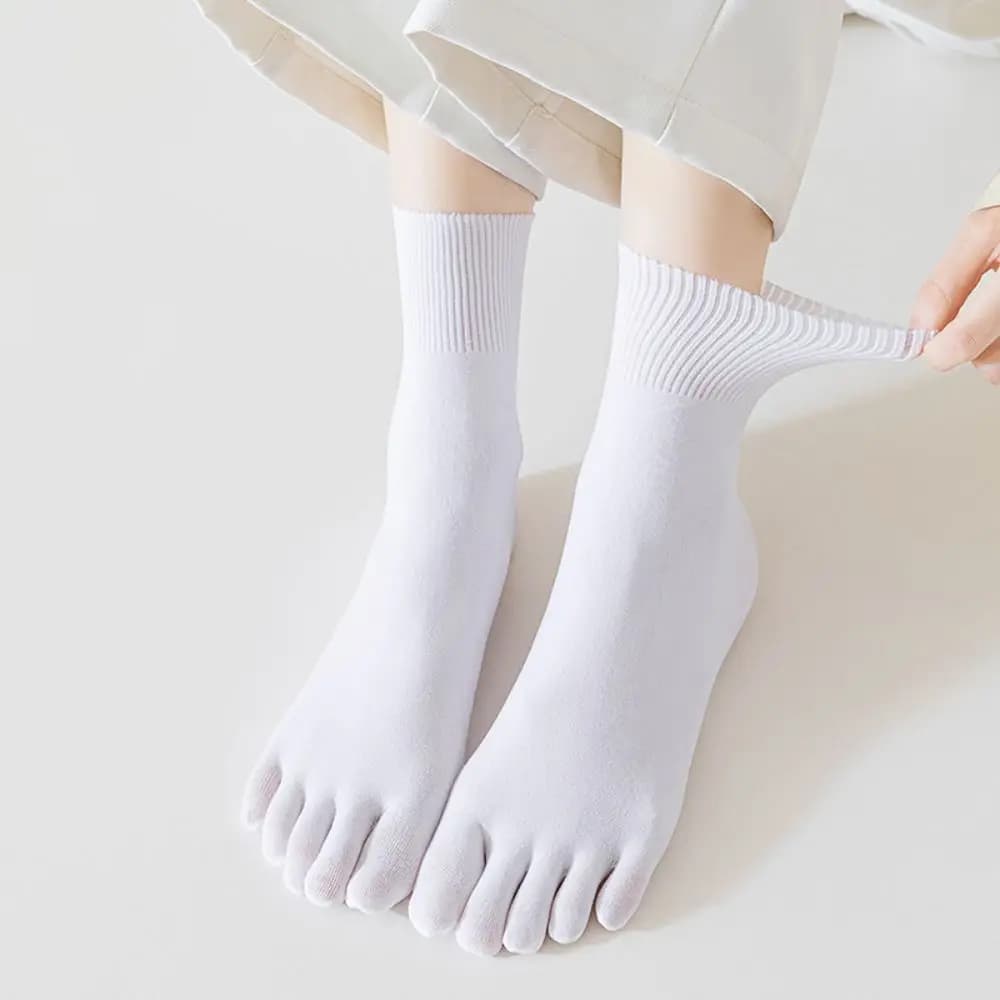 Five-finger socks, absorbent, thin, plain, breathable, half-leg, with separate fingers