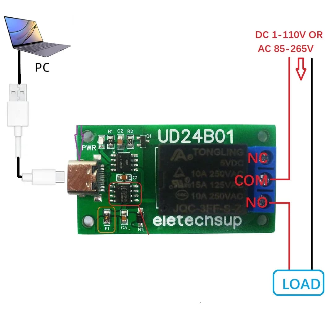 DC 5V 12V TYPE-C USB TTL232 Relay Module PC UART Serial Port Switch for Arduino UNO MEGA Raspberry PI