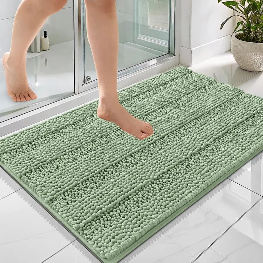 Tappeti da bagno spessi 36x24, Tappeti da bagno a righe in ciniglia extra morbidi e assorbenti, supporto in gomma, lavatrice a secco, tappetini da bagno per il bagno