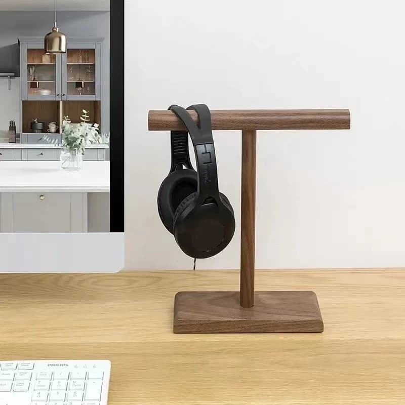 T Shape Wooden Stand Holder for Headset Display Shelf Desk Hanger Headphones Stands Storage Brackets Home Storage Organizer New
