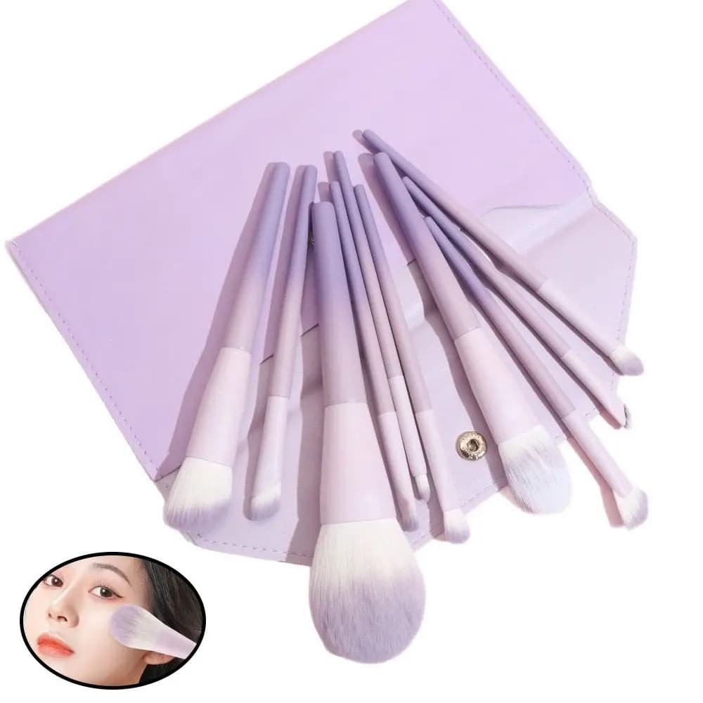 Set di 10 Pennelli da Trucco Super Morbidi alla Moda, in Fibra Sintetica, Facili da Pulire, Pennello per Ombretto, Pennello Correttore, Strumento per Sfumare il Fondotinta