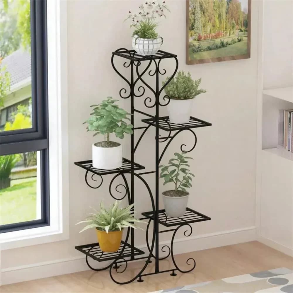Scaffale per piante da interno, scaffale per piante in ferro battuto per esterni, interni, 5 livelli, porta vasi per piante, ideale per casa, balcone, terrazza