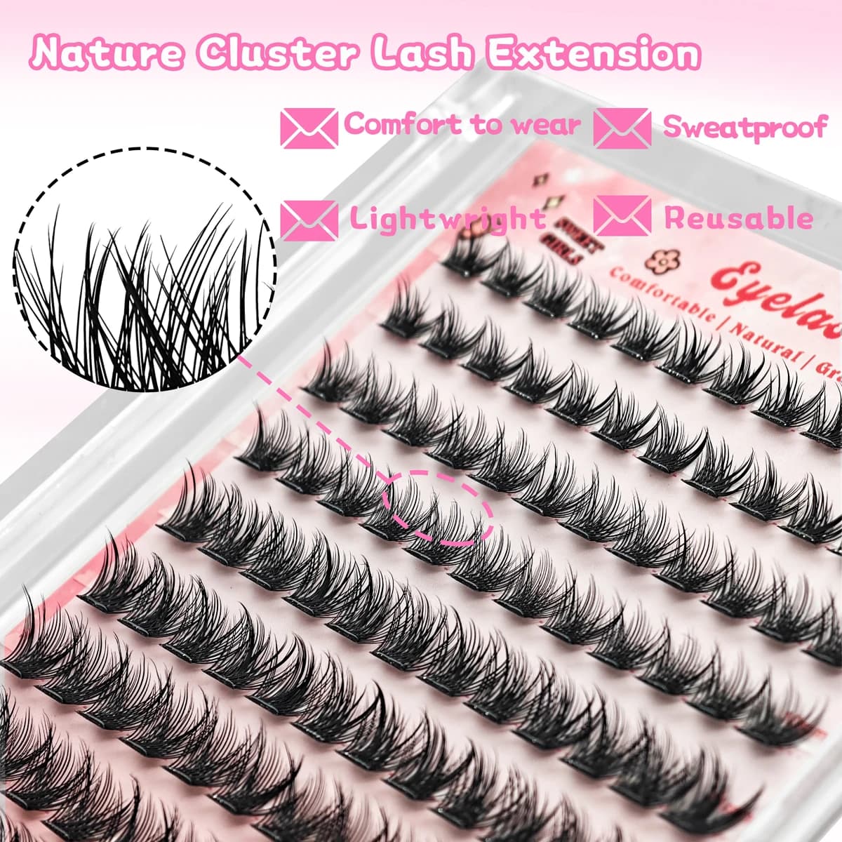 Ciglia Voluminose Senza Colla a 10 File, Mix 9-13mm, Ultra Leggere, Effetto Naturale, Extension Ciglia Fai da Te, 120 Ciuffetti Individuali