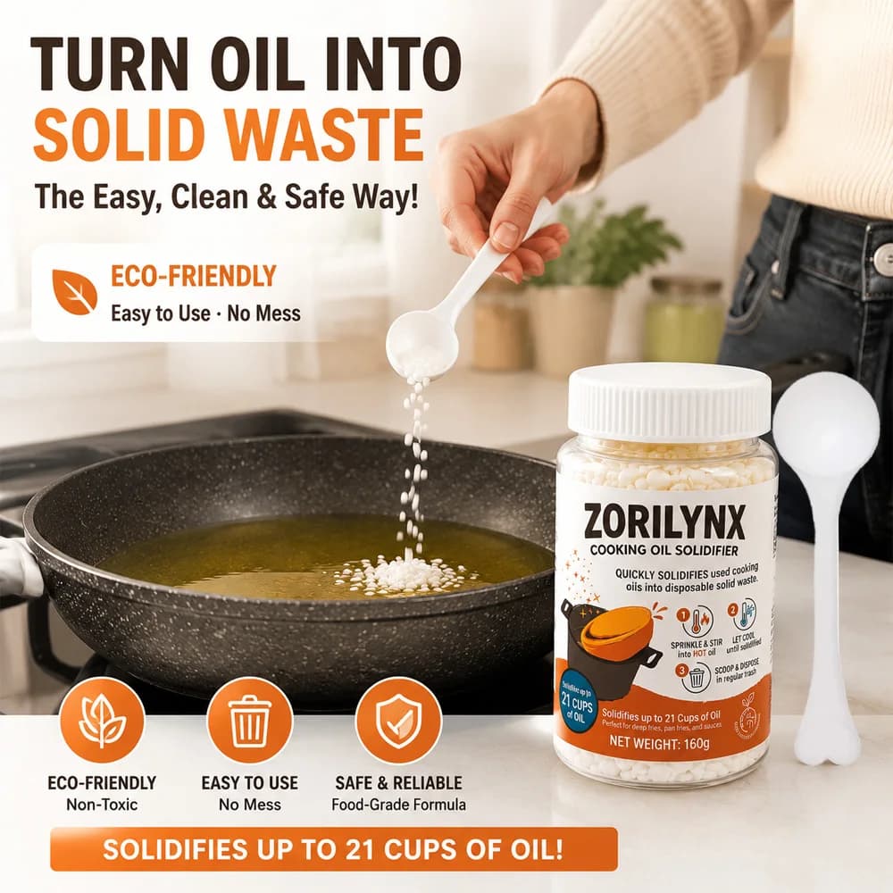 160g Cooking Oil Solidifier Eco Friendly Waste Cooking Oil Powder Hardener for Kitchen Deep Fry Pan Fries Dispose ZORILYNX