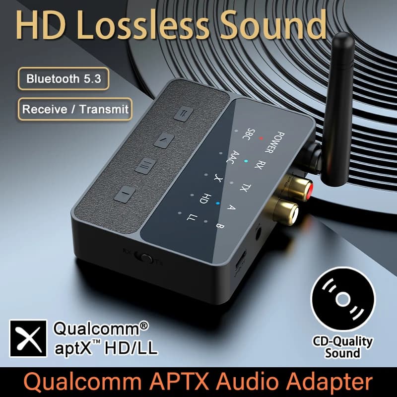 Bluetooth 5.3 Audio Adapter AptX/HD/LL RCA AUX Qualcomm QCC3040 Wireless HIFI stereo adapter without loss