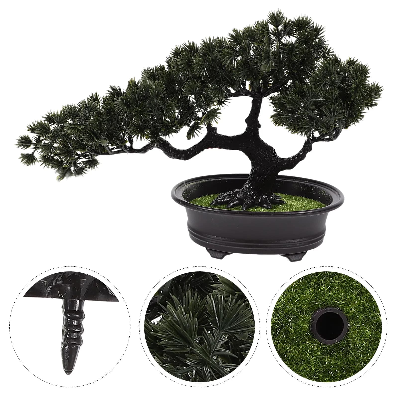 Artificial Bonsai Tree Miniature Lifelike Pine Simulation Potted Plant Home Office Desktop Decor Feng Shui Longevity Symbol
