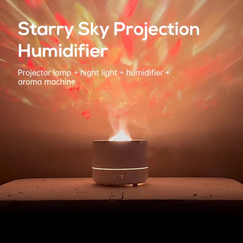 2025 Nuovo umidificatore per proiezione stellare Illuminazione d'atmosfera sfumata colorata 360 ° Proiezione rotante per camera da letto/ufficio/hotel