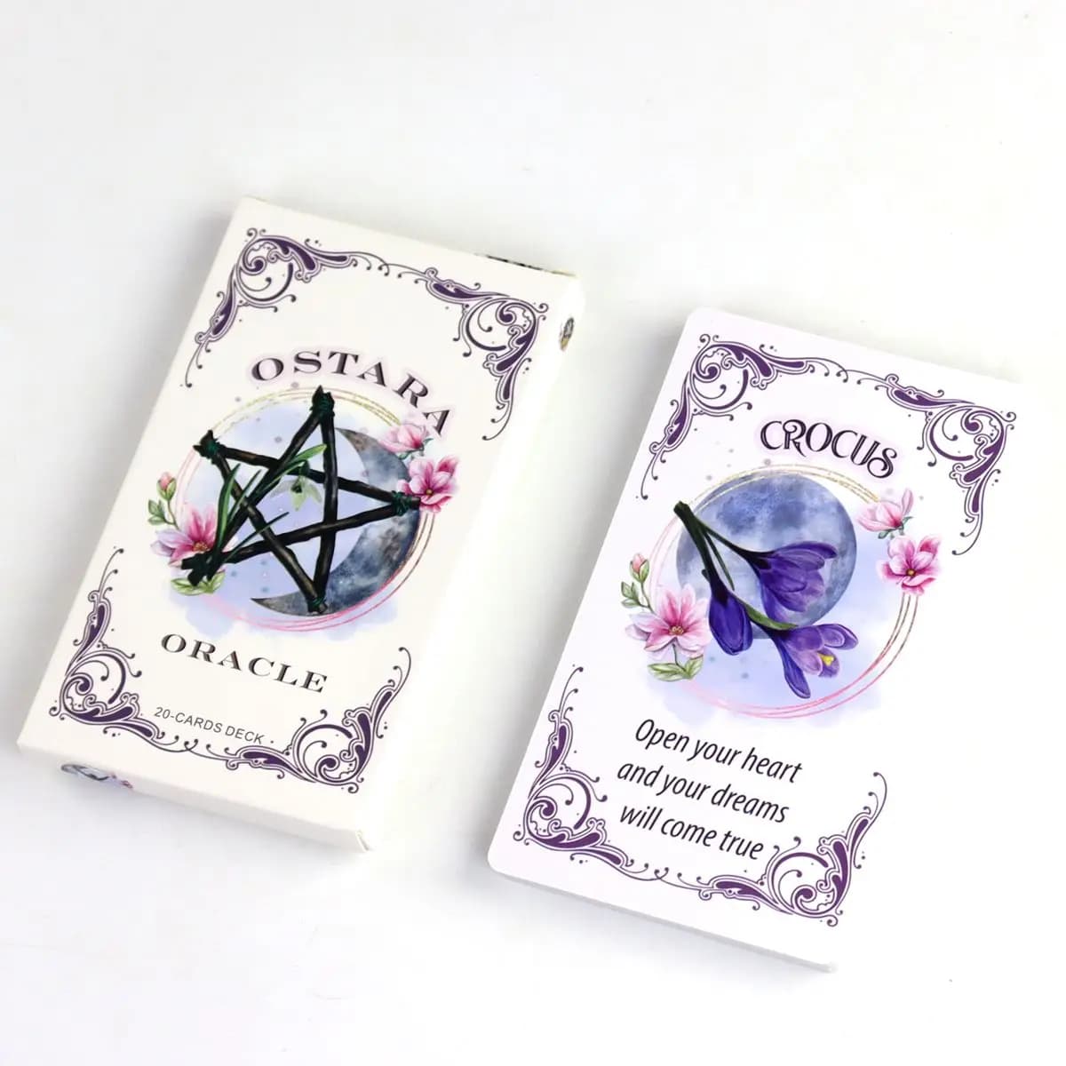 Mazzo di oracoli Ostara 12 * 7 cm Carte Oracle da 20 pezzi, mazzo di altare ispiratore per recuperare messaggi divini
