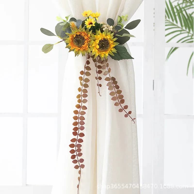 Bacio per tende con fiori artificiali in stile nordico, ciondolo multiuso per soggiorno, camera da letto, decorazione di nozze, elegante e lussu