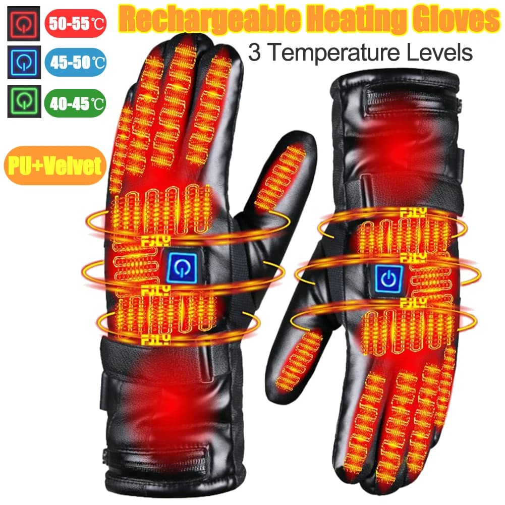 Rechargeable heated gloves Thermal touchscreen gloves 3 temperature levels Cold climate gloves for outdoor cycling Skiing