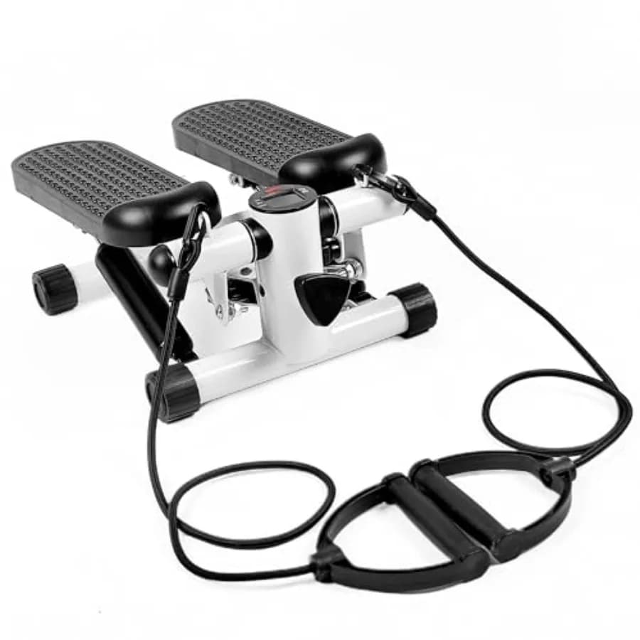 Mini Stepper with Resistance Band for Full Body Workout at Home, Black and Blue with Adjustable Resistance
