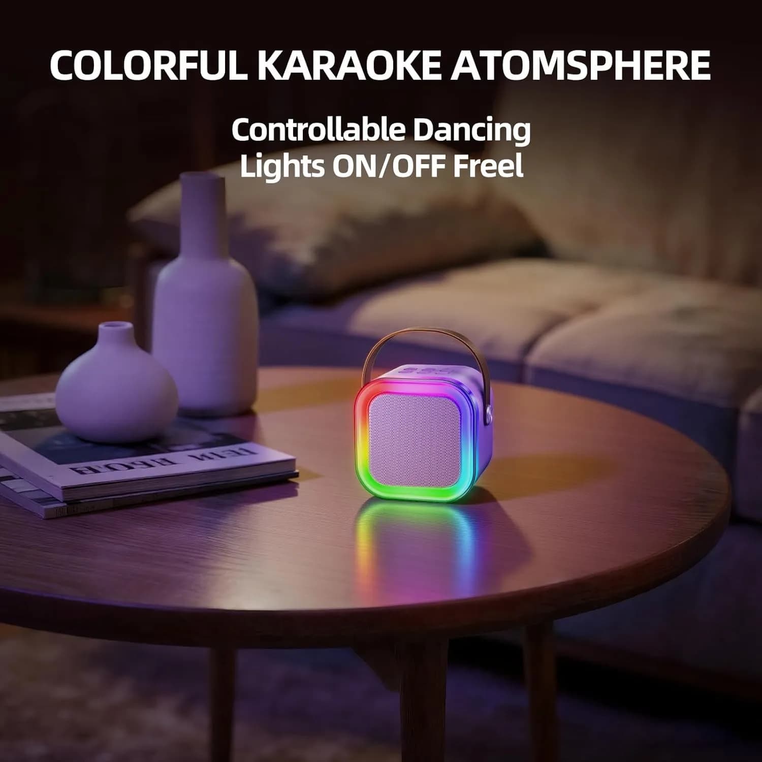 GMOX Mini Karaoke Machine Speaker for Kids Adults,Portable Bluetooth with 1-2 Wireless Microphones,Christmas Birthday Gifts Toys Girls Boys Ages 4, 5, 6,7, 8,9,10,11,12+ Years Old Toddler (Purple - 2 Mic)