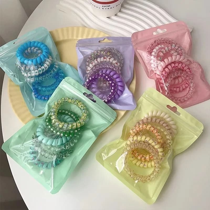 6 pz/set donne moda telefono filo elastico fascia per capelli colorato stampato cavo a spirale elastico fascette per capelli accessori per capelli regalo