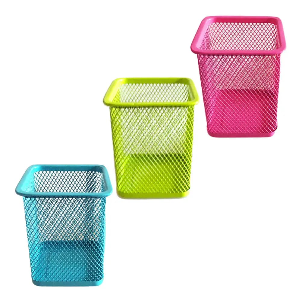 1 set of colored metal square pen holders, multifunctional pen containers for office, study, school