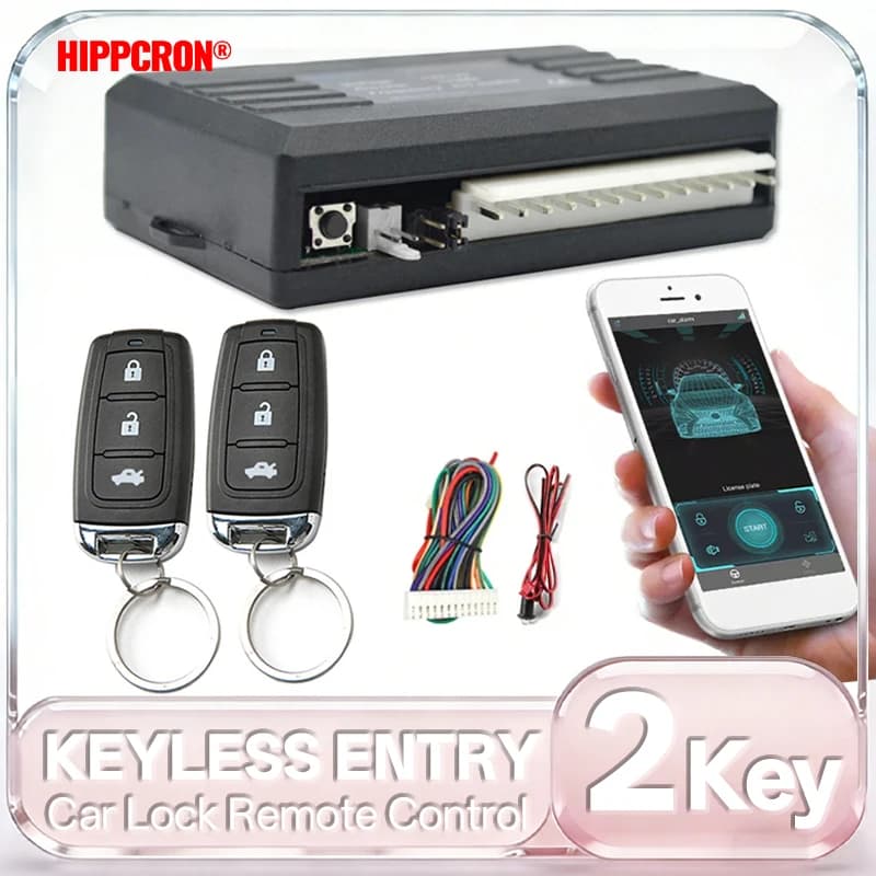 Sistema di Chiusura Centralizzata per Auto HIPPCRON con Controllo Remoto tramite App Mobile e Ingresso Senza Chiave con 2 Telecomandi