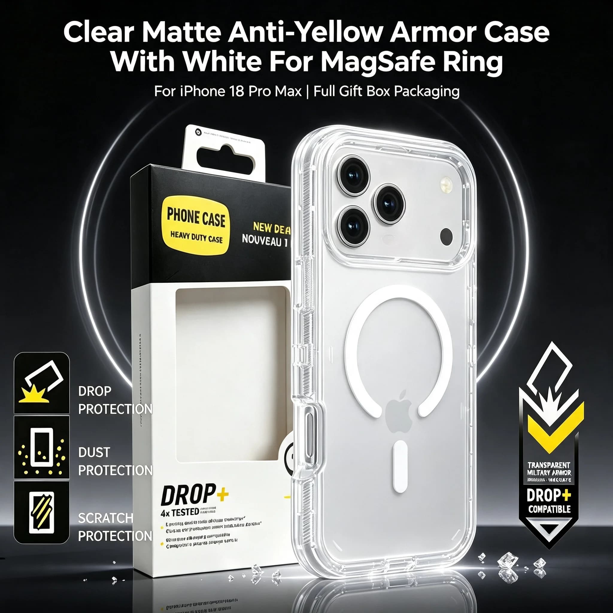 Military Grade Defender For MagSafe Cover For iPhone 18 Pro Max 17E 16E 15 14 Plus 13 12 TPU+PC Hybrid Shockproof OTT-BOX Case